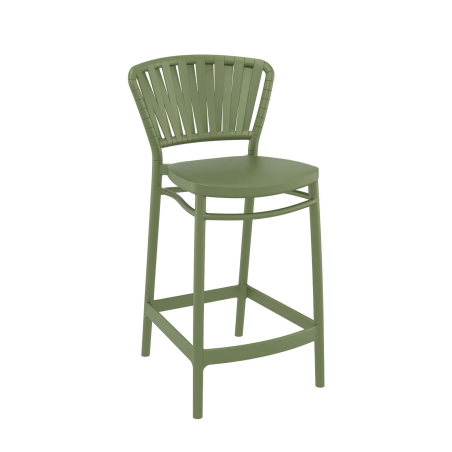 Portofino - Tabouret haut en polypropylène esprit corde tressée