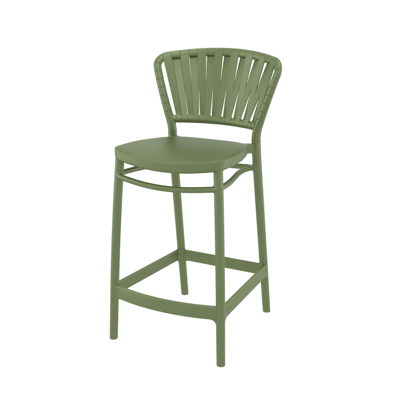 Portofino - Tabouret haut en polypropylène esprit corde tressée