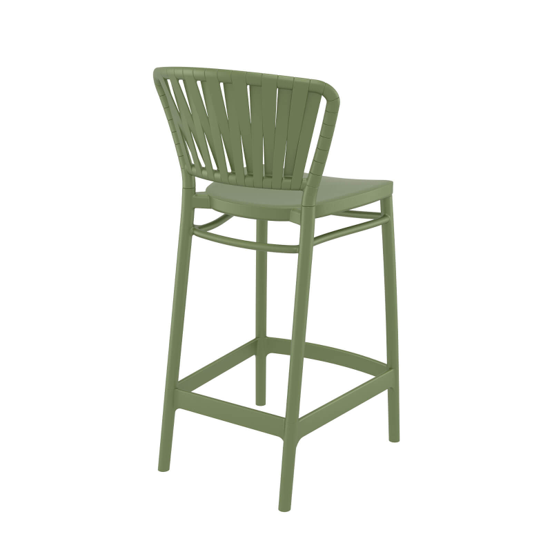 Portofino - Tabouret haut en polypropylène esprit corde tressée