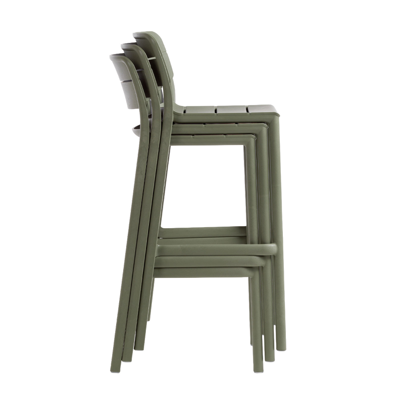 Cassia - Tabouret de bar de jardin empilable en polypropylène 