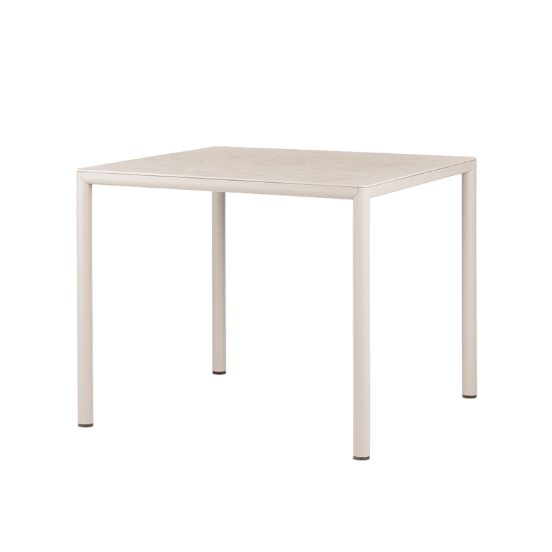 Piave - Table de jardin carrée en stratifié avec pieds en aluminium 