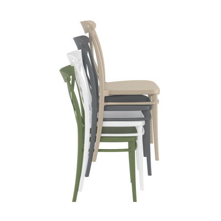 Cross - Chaise de terrasse bistrot empilable en polypropylène