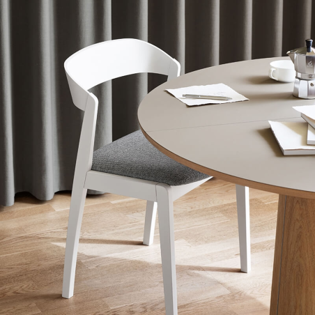 Table ronde avec allonges en Fenix et pied central en bois - SM33