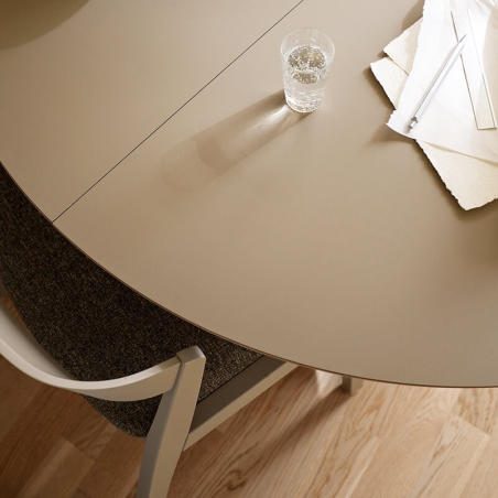 Table ronde extensible en Fenix et pied central en bois - SM 33