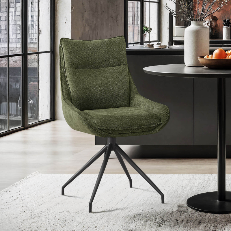 Valentine - Chaise pivotante en tissu avec poignée et pieds en métal