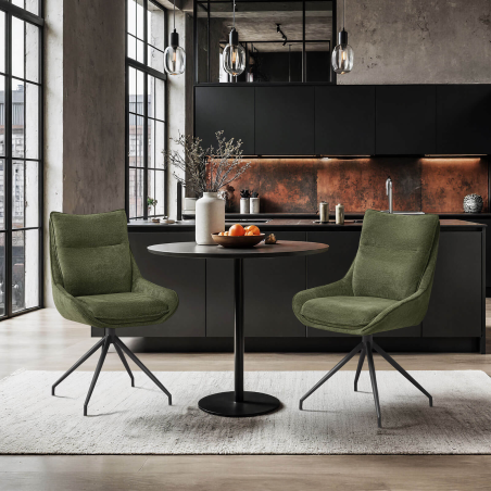 Valentine - Chaise pivotante en tissu avec poignée et pieds en métal