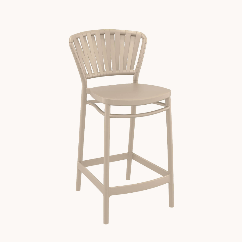 Portofino - Tabouret haut en polypropylène esprit corde tressée
