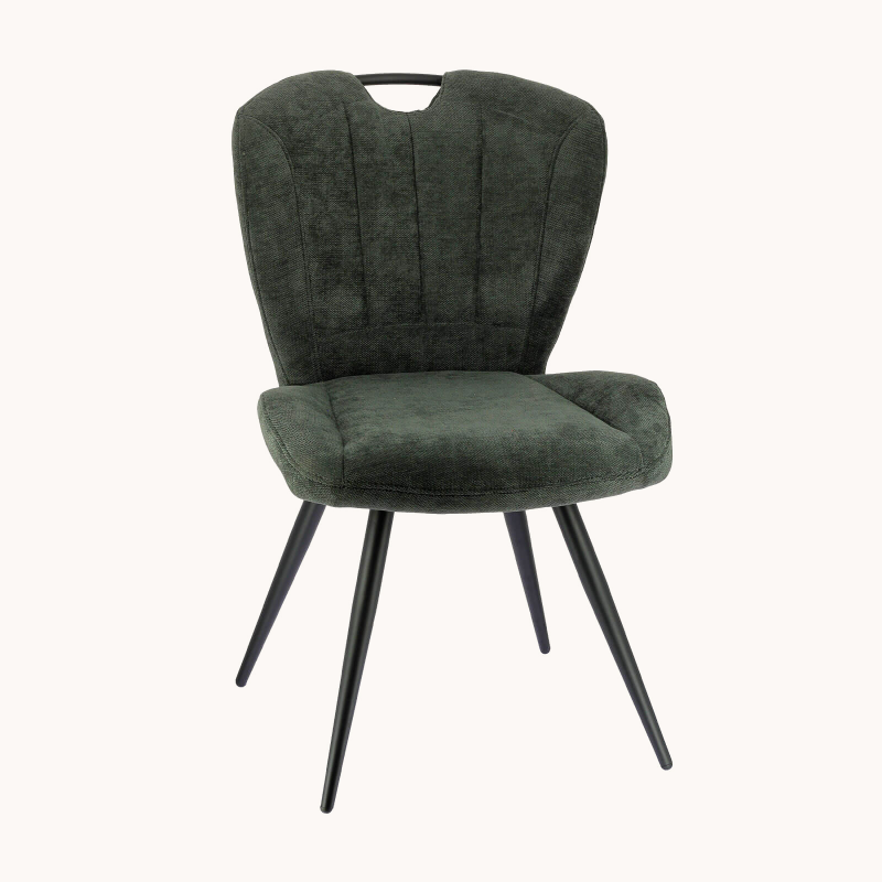 Elise - Chaise rembourrée pivotante en tissu avec poignée