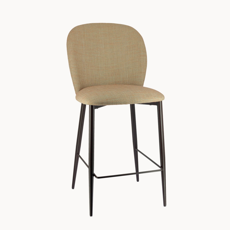 Odette - Tabouret snack en tissu bicolore avec pieds en métal
