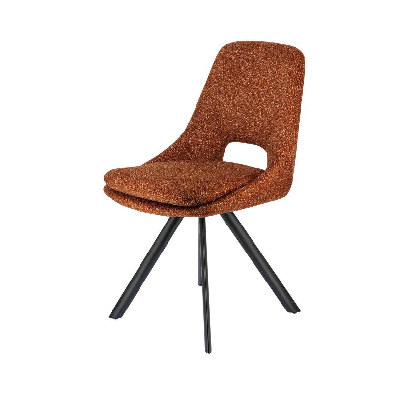Alizée - Chaise moderne en tissu rembourrée pieds en métal