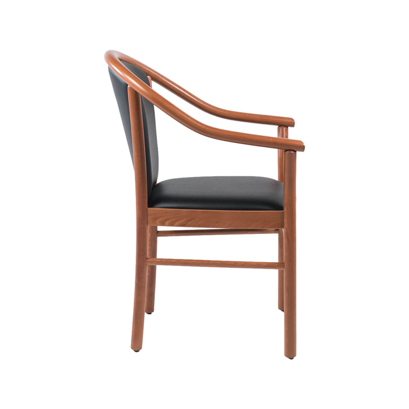Manuela - Fauteuil bridge en bois avec assise et dossier rembourrés