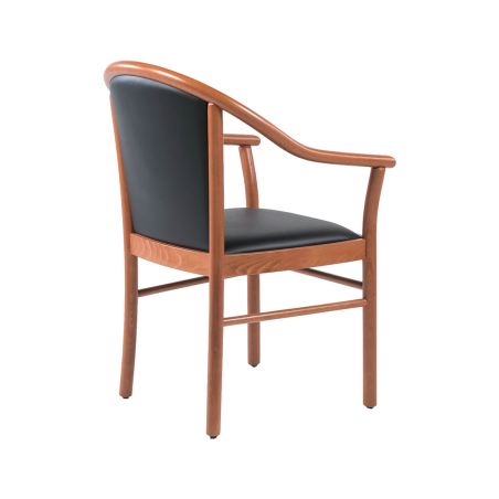 Manuela - Fauteuil bridge en bois avec assise et dossier rembourrés