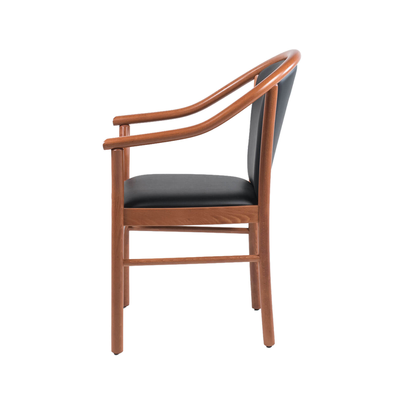 Manuela - Fauteuil bridge en bois avec assise et dossier rembourrés