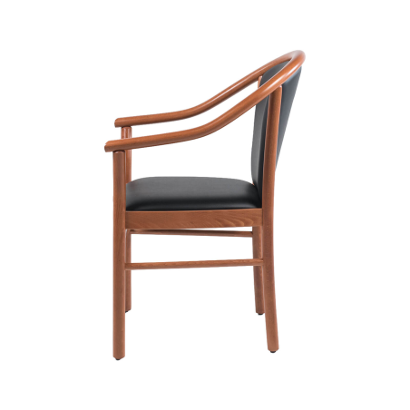 Manuela - Fauteuil bridge en bois avec assise et dossier rembourrés
