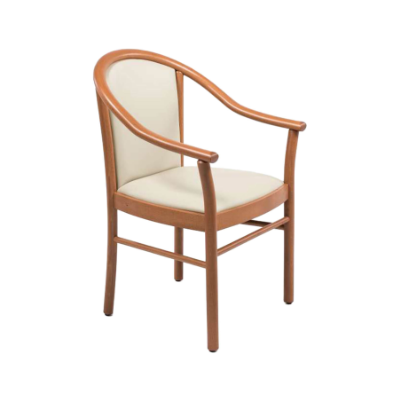 Manuela - Fauteuil bridge en bois avec assise et dossier rembourrés