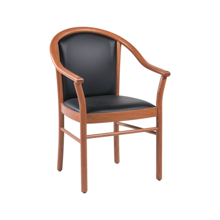 Manuela - Fauteuil bridge en bois avec assise et dossier rembourrés