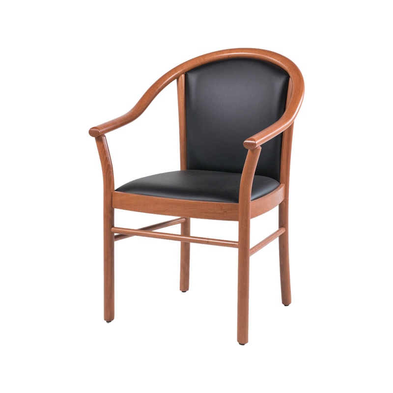 Manuela - Fauteuil bridge en bois avec assise et dossier rembourrés