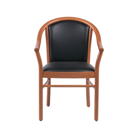 Manuela - Fauteuil bridge en bois avec assise et dossier rembourrés