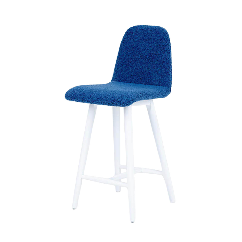 Pandora - Tabouret snack en tissu et pieds en bois massif