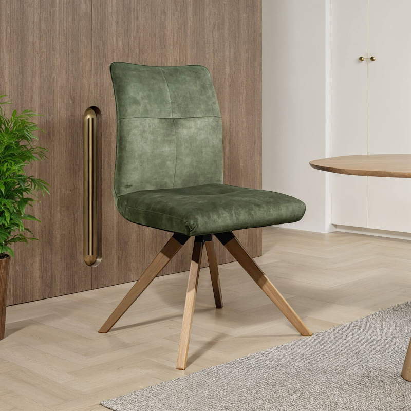 Adèle - Chaise confortable en tissu pieds bois