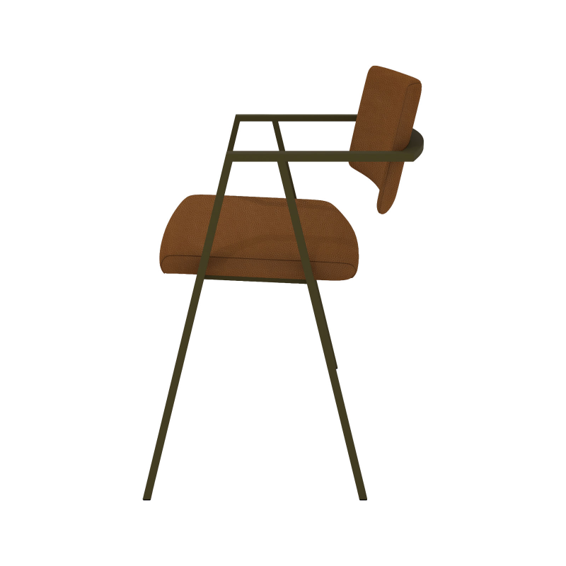 Bormio - Chaise design en simili avec accoudoirs et pieds en métal