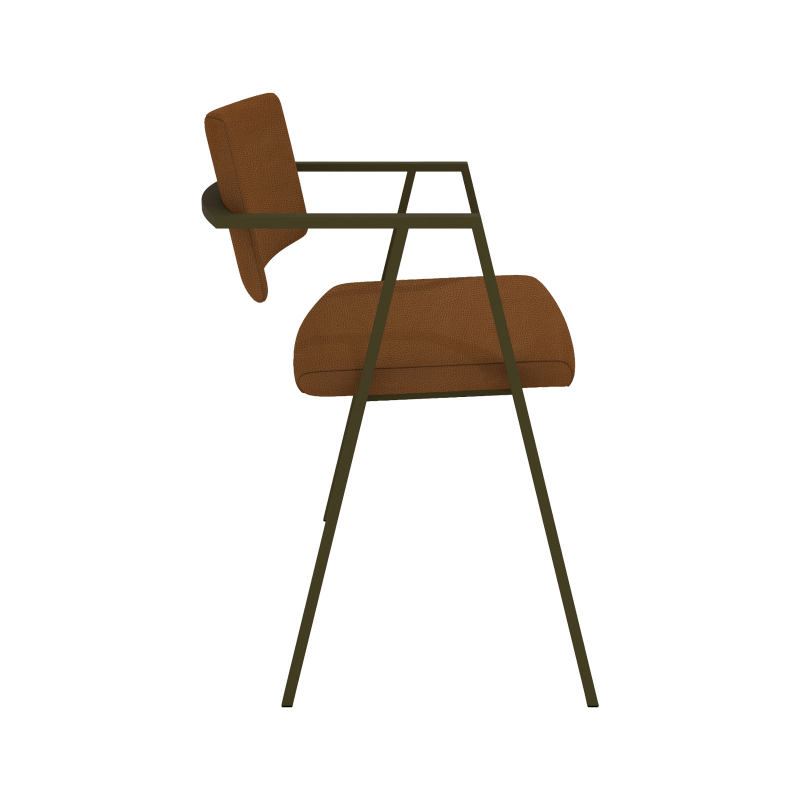 Bormio - Chaise design en simili avec accoudoirs et pieds en métal