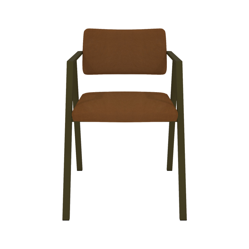 Bormio - Chaise design en simili avec accoudoirs et pieds en métal
