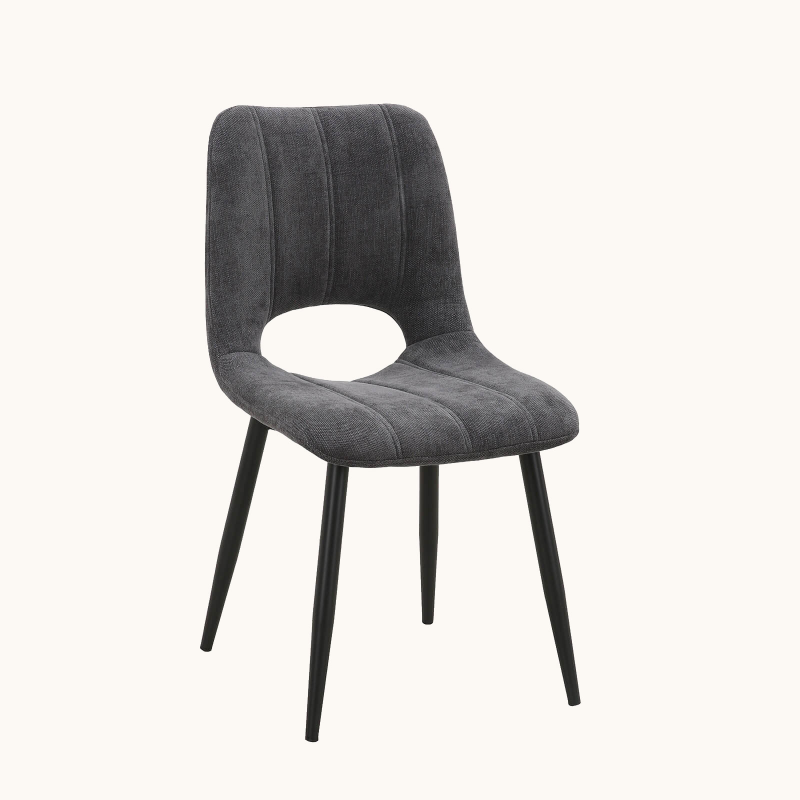 Agathe - Chaise cosy en tissu avec pieds en métal noir