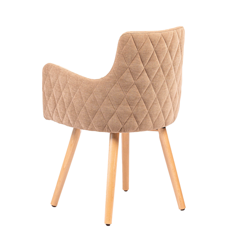 Anders diamant - Fauteuil en tissu dos matelassé et pieds en bois