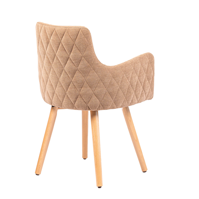 Anders diamant - Fauteuil en tissu dos matelassé et pieds en bois