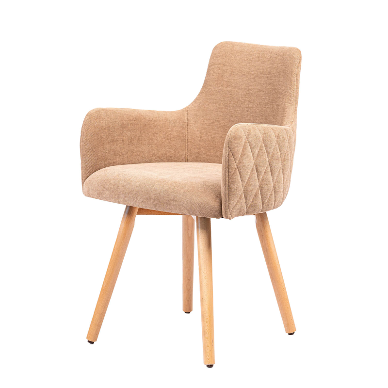Anders diamant - Fauteuil en tissu dos matelassé et pieds en bois