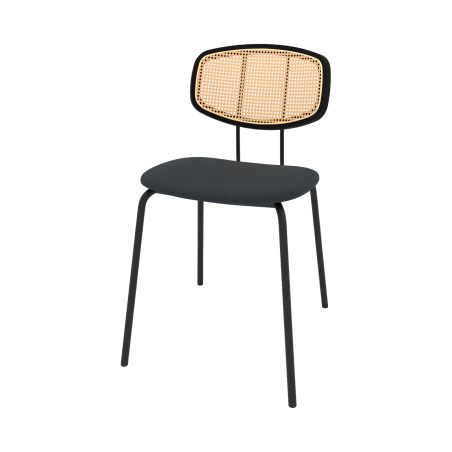 Ritmo - Chaise rétro avec dossier en cannage rotin et assise en simili
