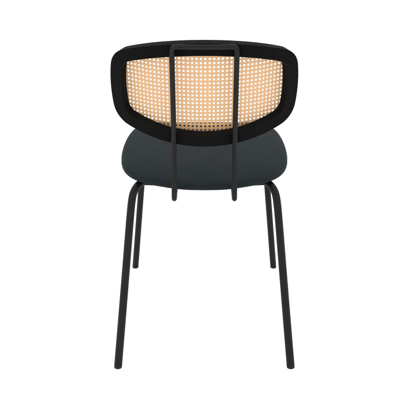 Ritmo - Chaise rétro avec dossier en cannage rotin et assise en simili