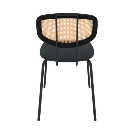 Ritmo - Chaise rétro avec dossier en cannage rotin et assise en simili