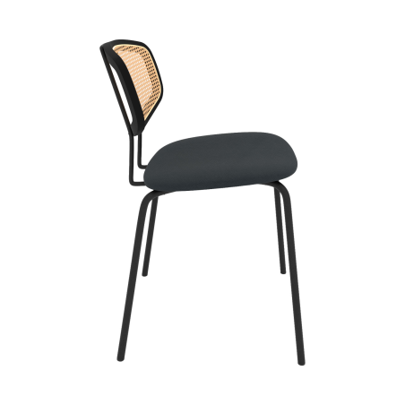 Ritmo - Chaise rétro avec dossier en cannage rotin et assise en simili