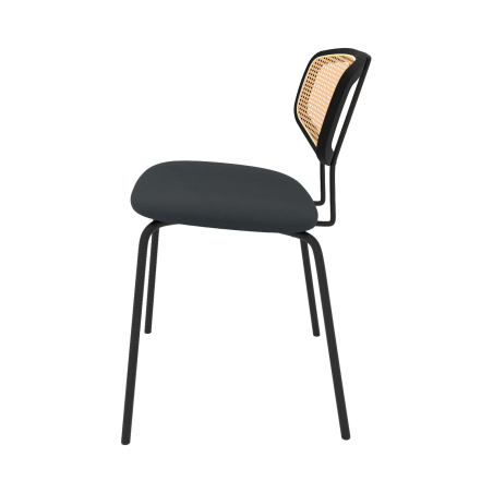 Ritmo - Chaise rétro avec dossier en cannage rotin et assise en simili