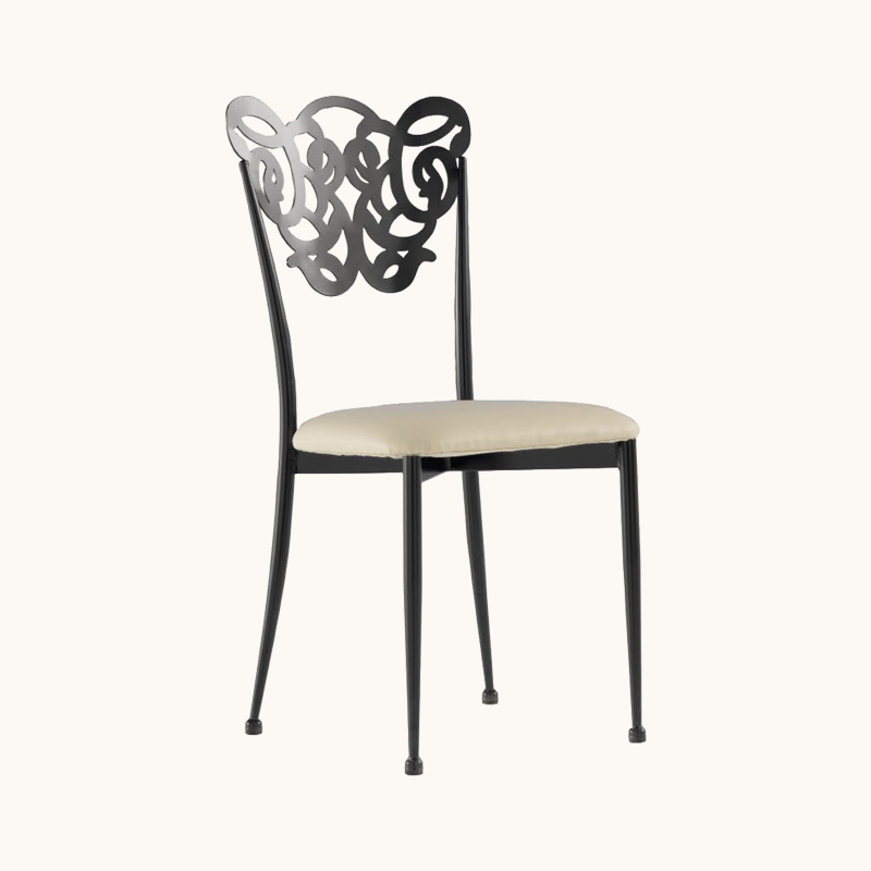 Milos - Chaise provençale en métal assise synthétique rembourrée