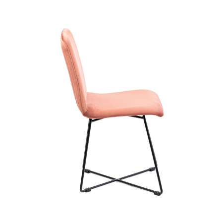 Plaza line - Chaise design en tissu avec dos matelassé et pieds en métal croisés