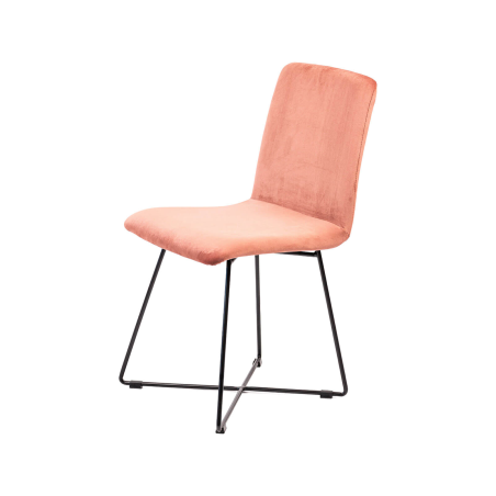 Plaza line - Chaise design en tissu avec dos matelassé et pieds en métal croisés
