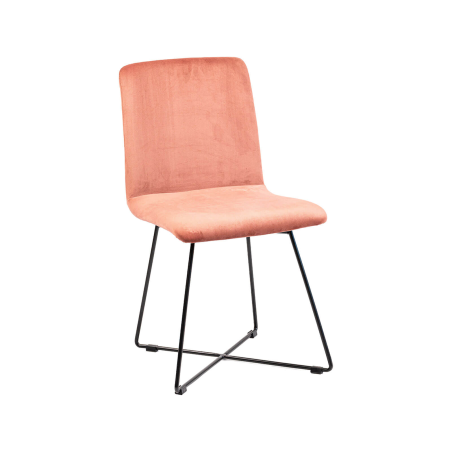 Plaza line - Chaise design en tissu avec dos matelassé et pieds en métal croisés