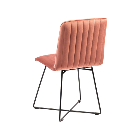 Plaza line - Chaise design en tissu avec dos matelassé et pieds en métal croisés