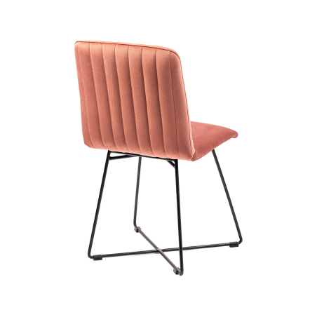 Plaza line - Chaise design en tissu avec dos matelassé et pieds en métal croisés