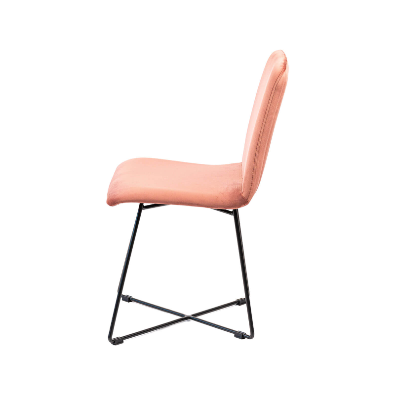 Plaza line - Chaise design en tissu avec dos matelassé et pieds en métal croisés