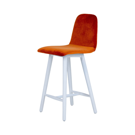 Pandora diamant - Tabouret snack dos matelassé en tissu et pieds en bois