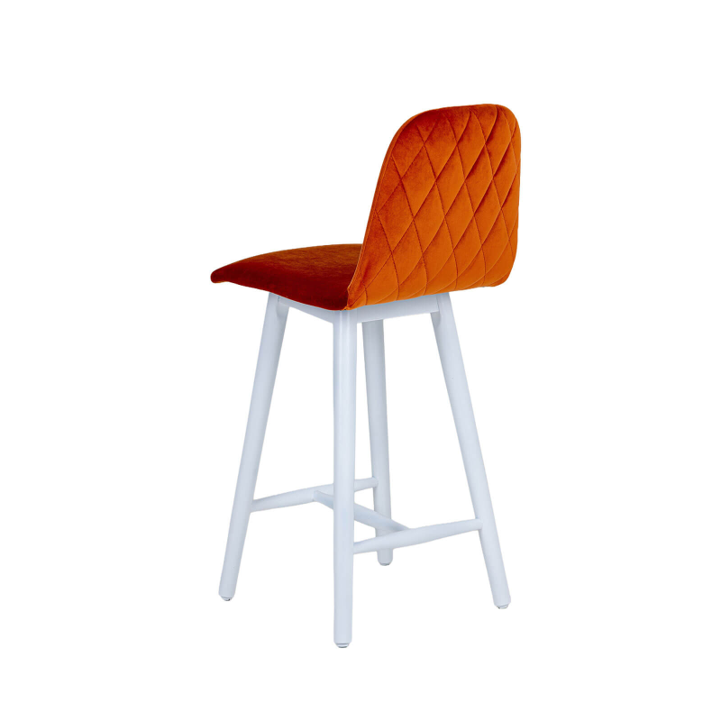 Pandora diamant - Tabouret snack dos matelassé en tissu et pieds en bois
