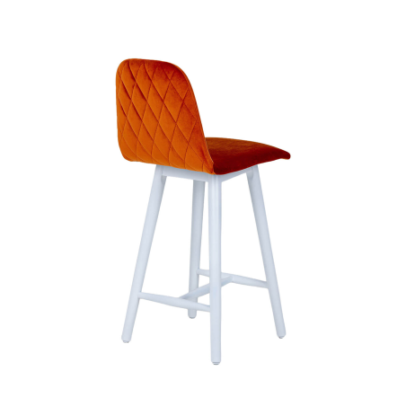 Pandora diamant - Tabouret snack dos matelassé en tissu et pieds en bois