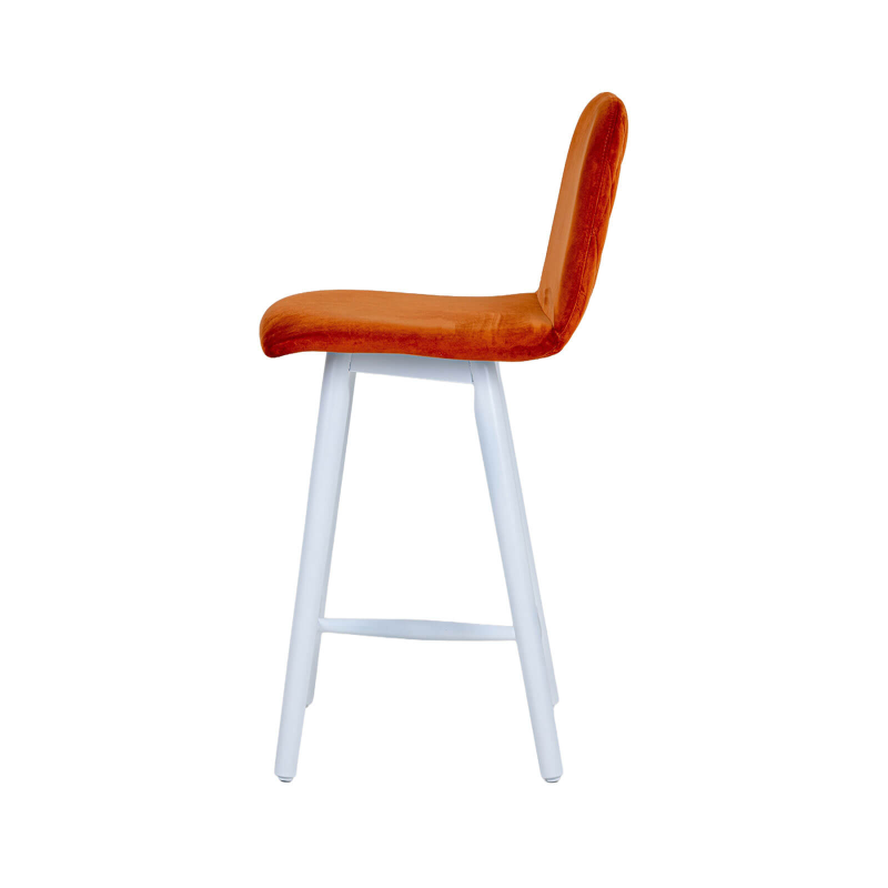 Pandora diamant - Tabouret snack dos matelassé en tissu et pieds en bois