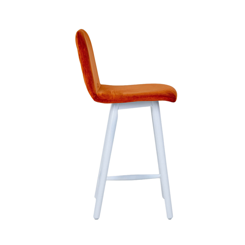 Pandora diamant - Tabouret snack dos matelassé en tissu et pieds en bois