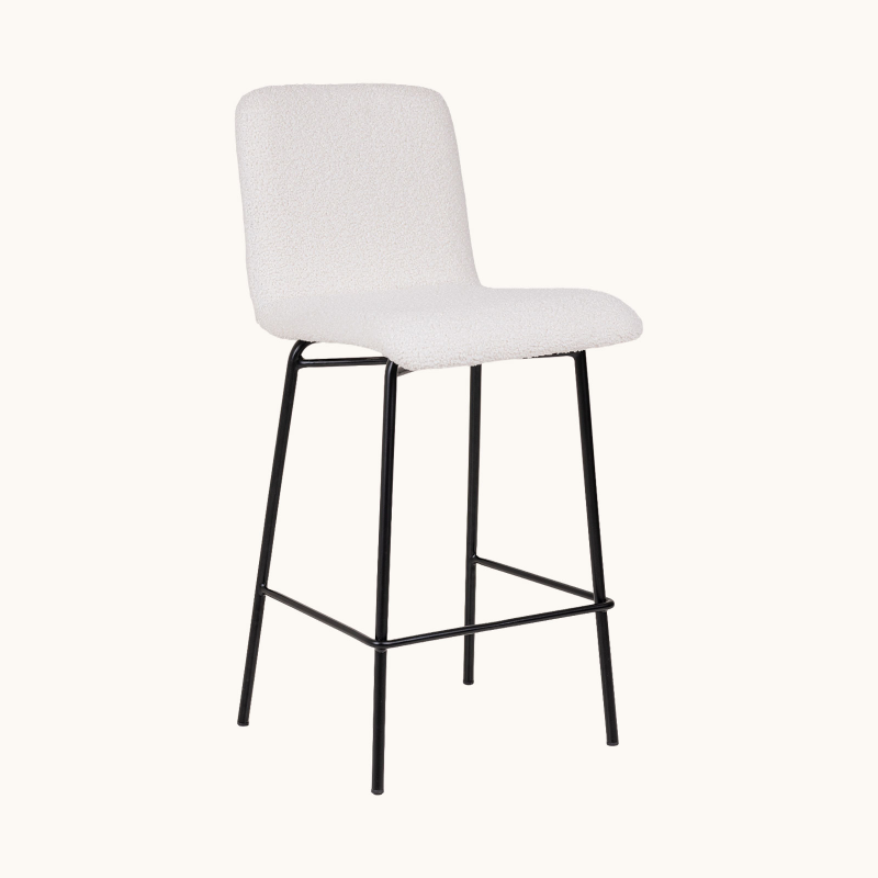 Plaza - Tabouret snack moderne en tissu et pieds en métal