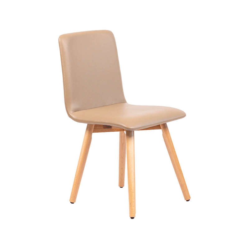 Plaza - Chaise moderne rembourrée avec pieds en bois coniques